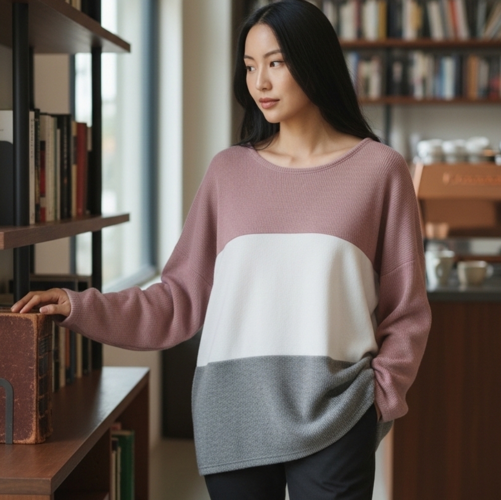 Knit NWT Top Ribbed Color Block p2p 30x27